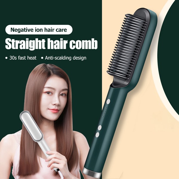 Simply Straight Hair Straightener Brush – Fast Heating, Adjustable Temperature & Travel-Friendly-Hair Straightener Styling Comb