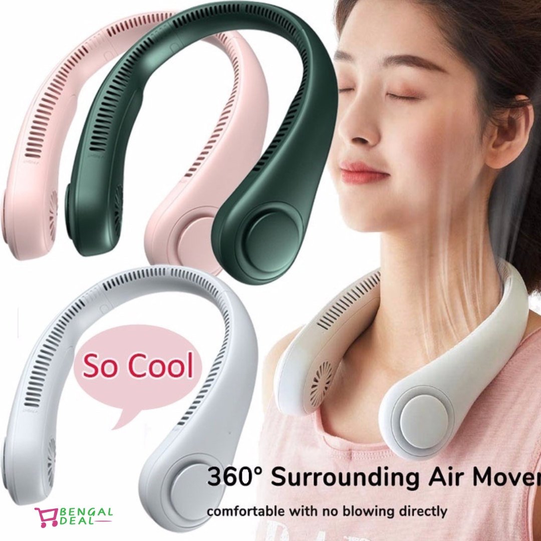 USB Rechargeable Mini Bladeless Neck Fan | Portable Neck Cooler