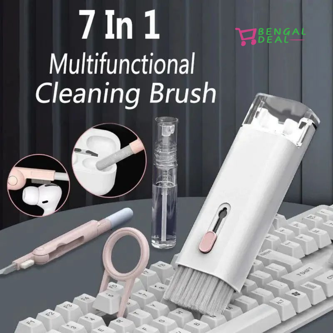 7-in-1 Multifunctional Cleaning Brush | 7-in-1 Electronic Keyboard Cleaner Kit | Deep Cleaning Solution For Keycap Puller, Earphone Cleaning Pen, and Multifunctional Brush for Headsets, Laptops, Air Pods, and Phones